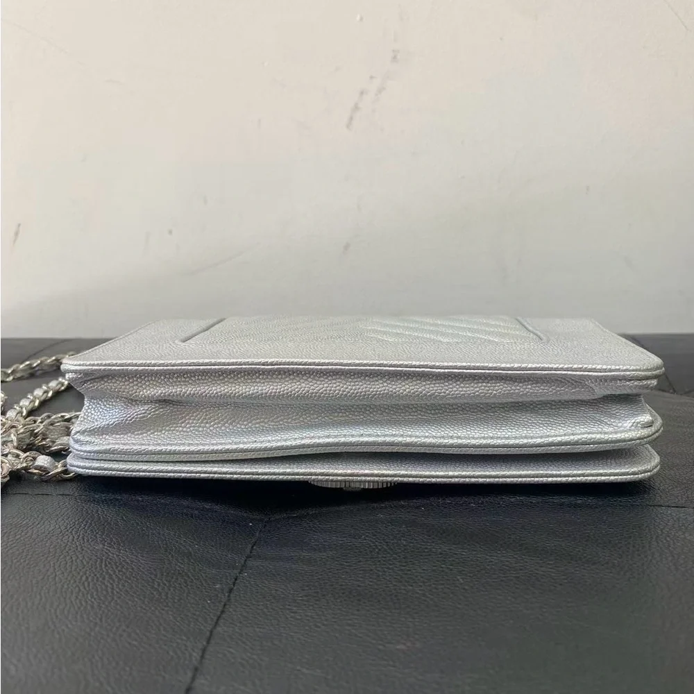 CHANEL WALLET ON CHAIN SILVER CAVIAR - Picture 10 of 11